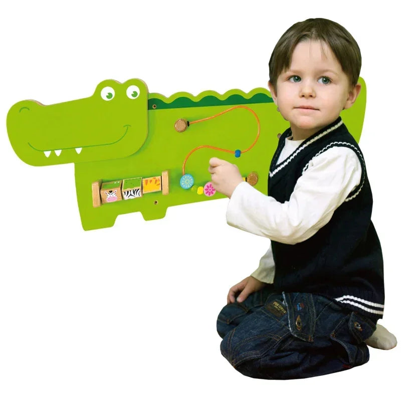 Viga Toys drewniana tablica edukacyjna manipulacyjna krokodyl - zabawki-dla-dziewczynki