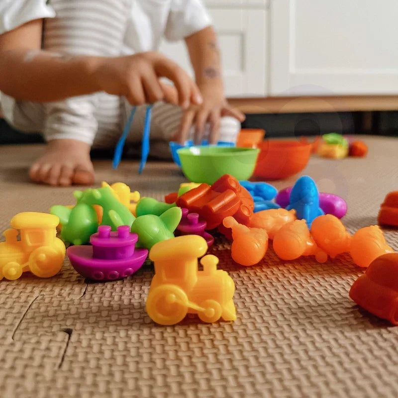 WOOPIE Gra Edukacyjna Sorter Kolorów Pojazdy 44 el. - zabawki-dla-dziewczynki