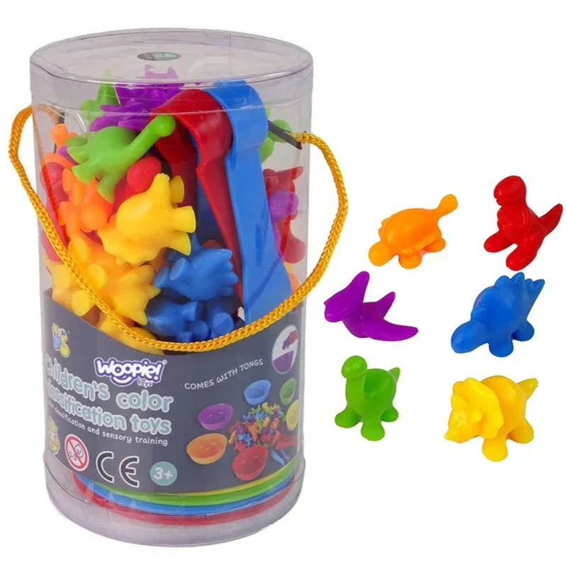WOOPIE Gra Edukacyjna Sorter Kolorów Dinozaury 56 el. - zabawki-dla-dziewczynki