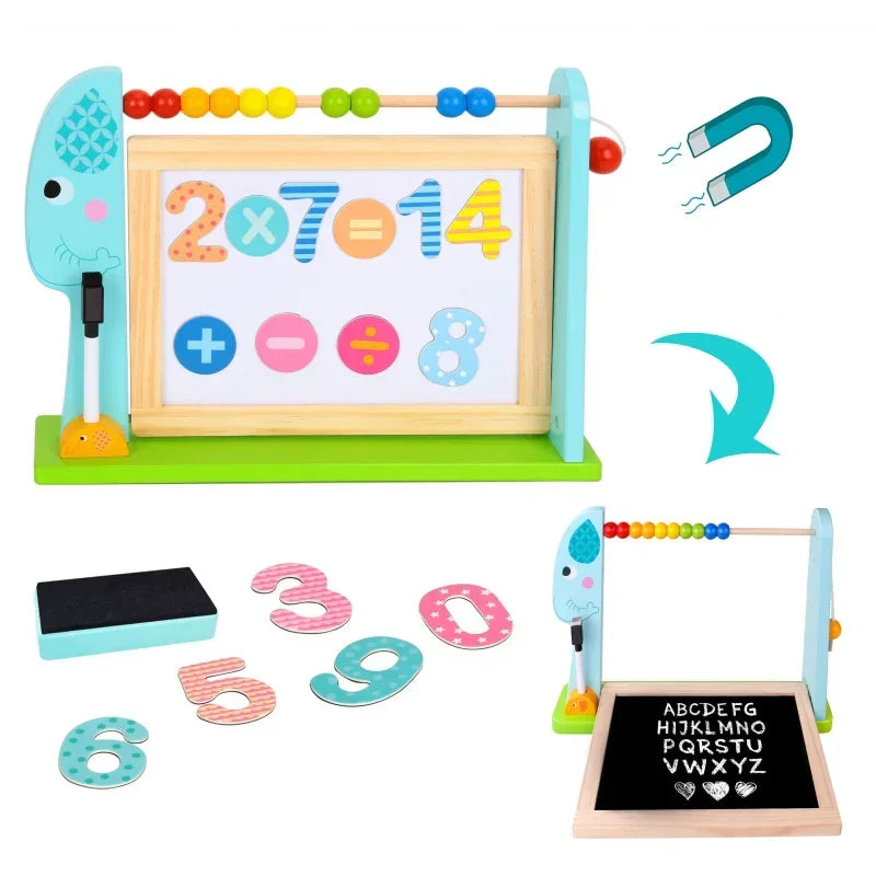 TOOKY TOY Duża Drewniana Tablica Dwustronna Magnetyczna+ Kredowa - zabawki-dla-dziewczynki