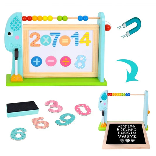 TOOKY TOY Duża Drewniana Tablica Dwustronna Magnetyczna+ Kredowa - zabawki-dla-dziewczynki