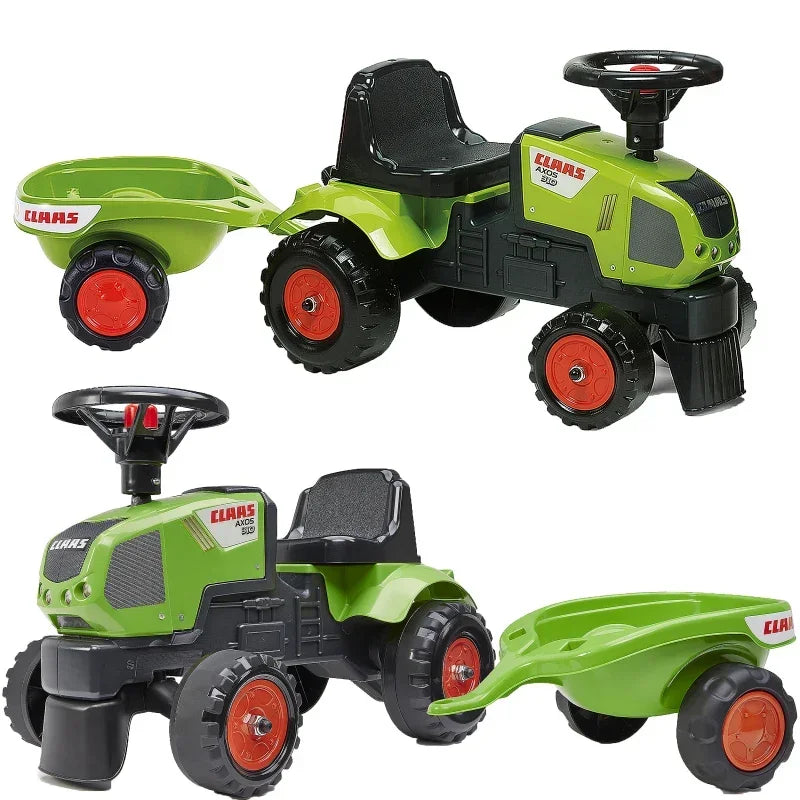 FALK Traktorek Baby Claas Axos 310 Zielony z Przyczepką od 1 roku - zabawki-dla-dziewczynki