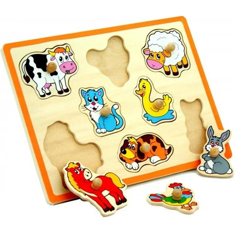 Viga Toys drewniane puzzle farma układanka - zabawki-dla-dziewczynki