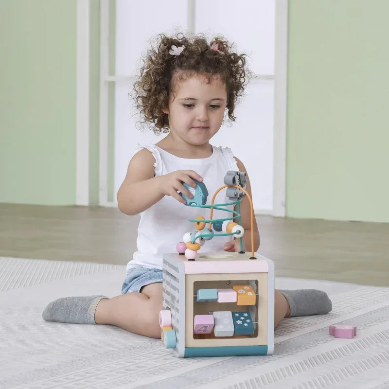 Viga PolarB Activity Box Drewniane Edukacyjne Centrum Gier 5w1 kostka - zabawki-dla-dziewczynki