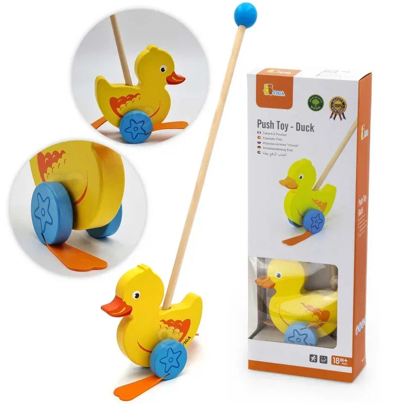 Viga Toys Drewniany Pchacz Kaczuszka - zabawki-dla-dziewczynki