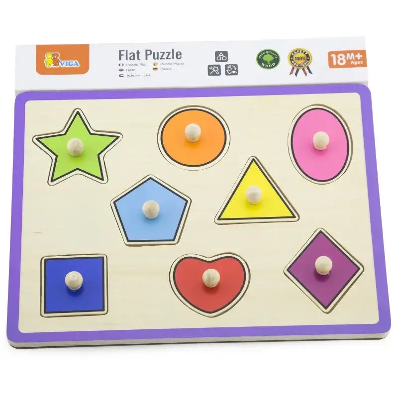 VIGA Drewniane Puzzle Z Pinezkami Kształty - zabawki-dla-dziewczynki