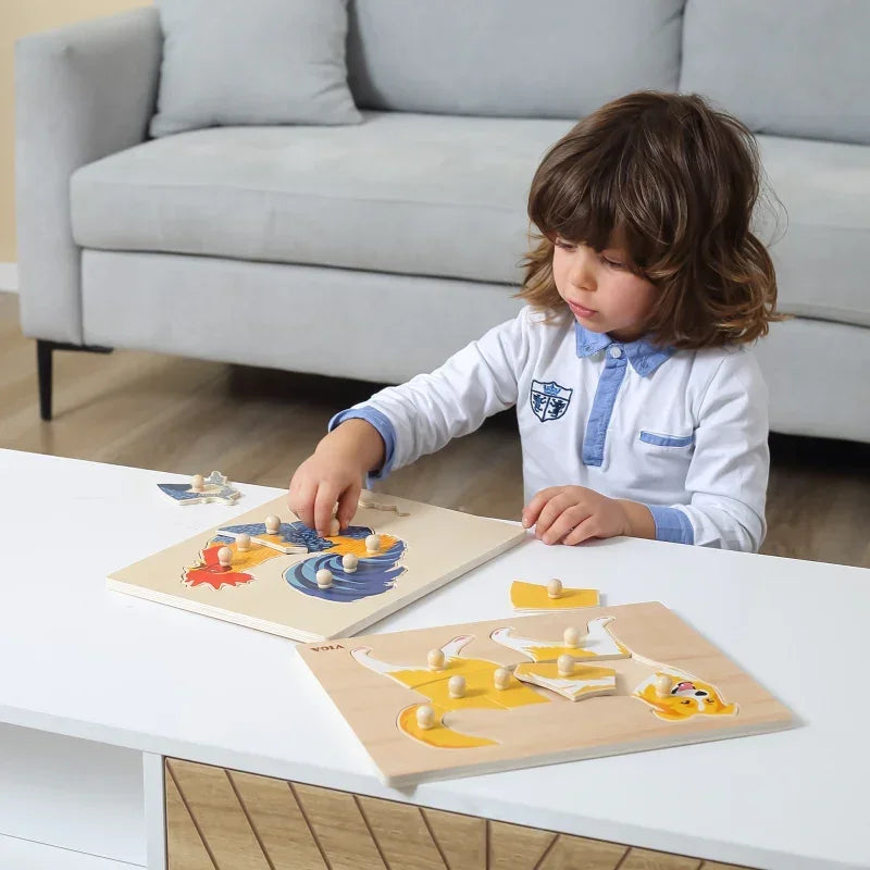 VIGA Drewniane Puzzle Montessori Kogut z Pinezkami dla dzieci - zabawki-dla-dziewczynki