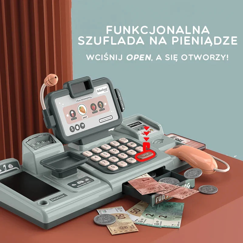 WOOPIE Kasa Sklepowa Dla Dzieci Skaner Waga Mikrofon + 25 Akcesoriów - zabawki-dla-dziewczynki