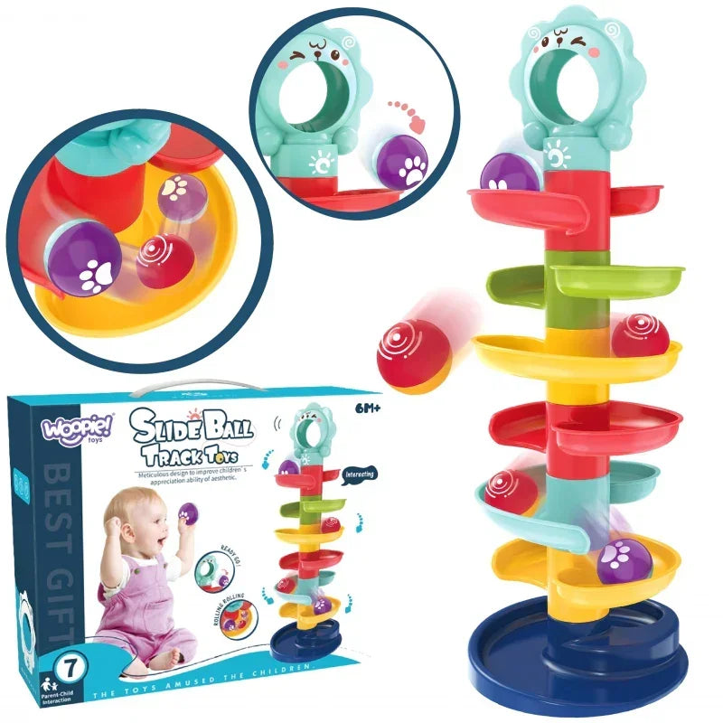 WOOPIE BABY Kulodrom Tor Kulkowy Zestaw Spirala + 2 Kulki - zabawki-dla-dziewczynki