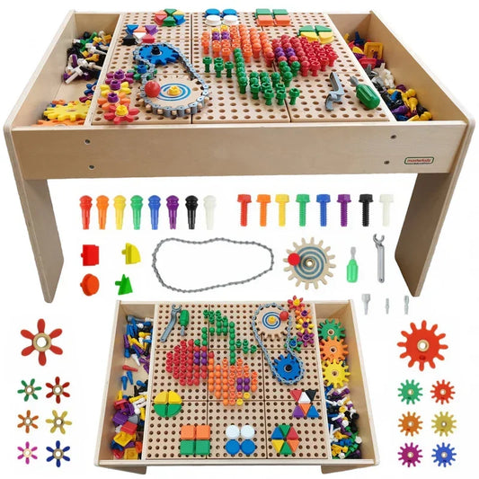 MASTERKIDZ Drewniany Stół Edukacyjny +AKCESORIA STEM WALL - zabawki-dla-dziewczynki