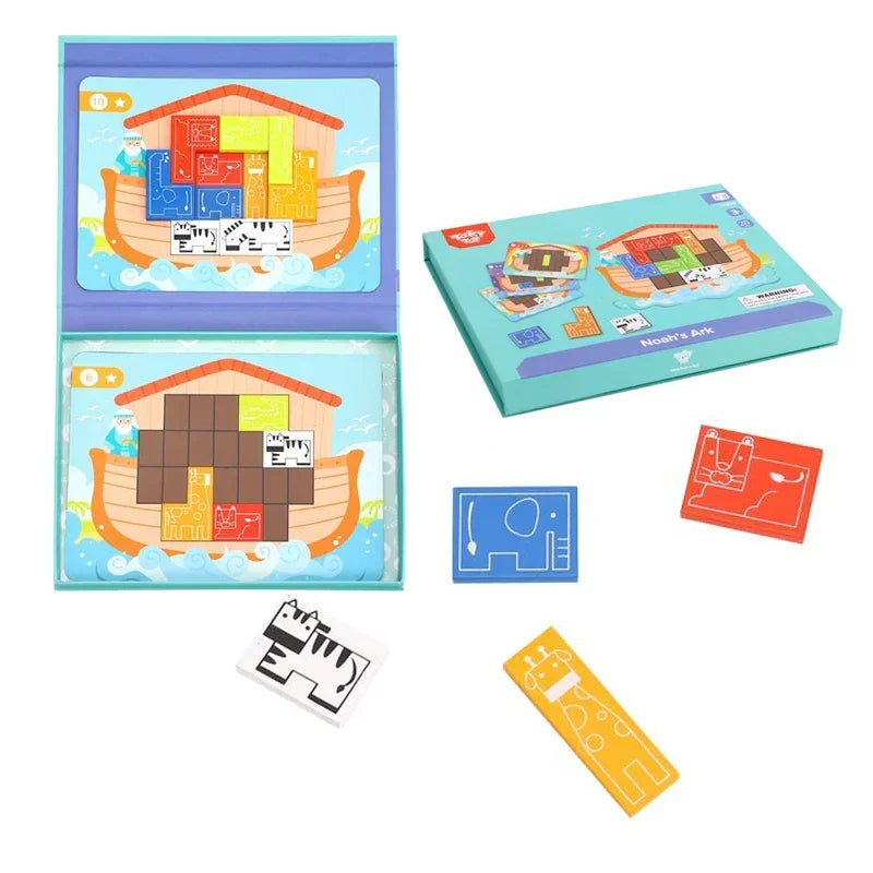 TOOKY TOY Montessori układanka magnetyczna puzzle Tetris Arka Noego - zabawki-dla-dziewczynki