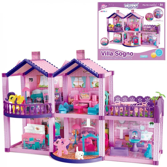 WOOPIE Domek dla Lalek Kucyków PONY FANTASY VILLA 120 el. - zabawki-dla-dziewczynki