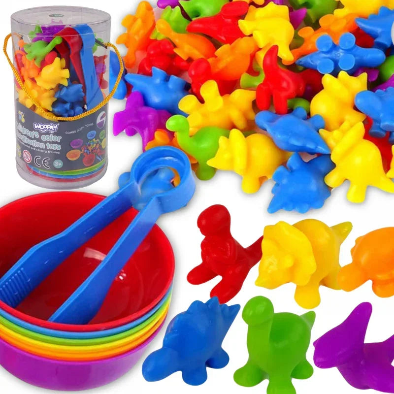 WOOPIE Gra Edukacyjna Sorter Kolorów Dinozaury 56 el. - zabawki-dla-dziewczynki