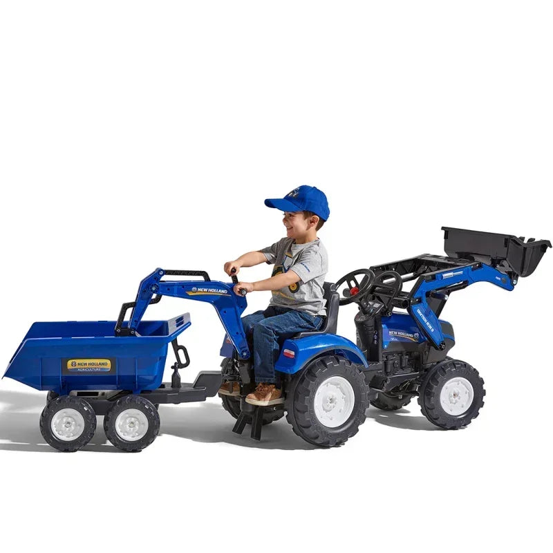 FALK Traktorek New Holland Niebieski pojazd do nauki jazdy dla dzieci od 3 lat - zabawki-dla-dziewczynki