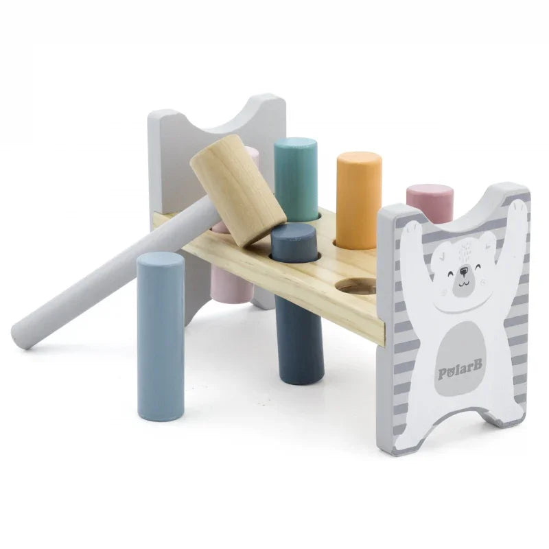 Viga Drewniana Ławeczka Przebijanka Wbijanka z Młotkiem - PolarB Montessori - zabawki-dla-dziewczynki