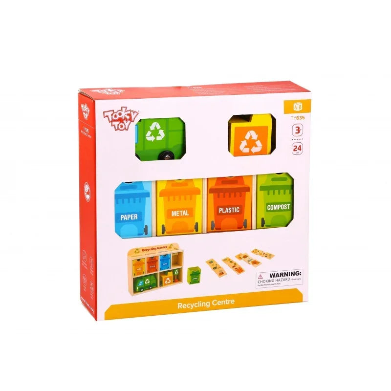 TOOKY TOY Drewniane Centrum Recyklingu Edukacyjny Sorter - zabawki-dla-dziewczynki