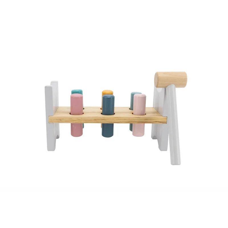 Viga Drewniana Ławeczka Przebijanka Wbijanka z Młotkiem - PolarB Montessori - zabawki-dla-dziewczynki