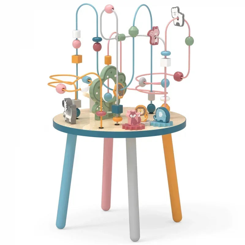 Viga Toys Drewniany Stolik Edukacyjny Manipulacyjny Przeplatanka kreatywna zabawa - zabawki-dla-dziewczynki