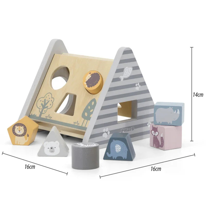 Viga PolarB Drewniany sorter z klockami piramida Układanka - zabawki-dla-dziewczynki