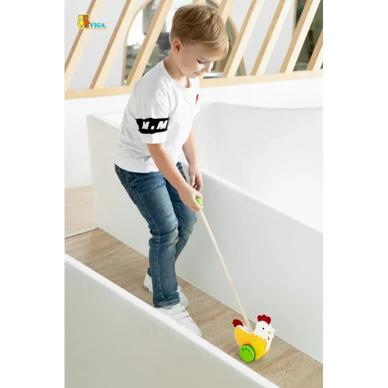 Drewniany pchacz Viga Toys dla dzieci - zabawki-dla-dziewczynki