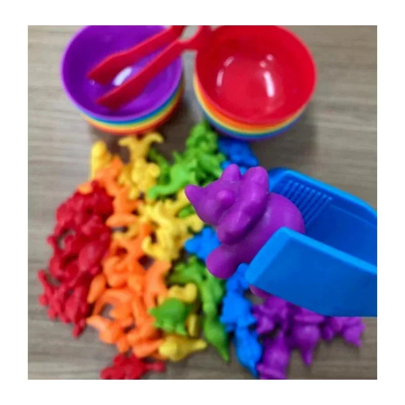 WOOPIE Gra Edukacyjna Sorter Kolorów Dinozaury 56 el. - zabawki-dla-dziewczynki