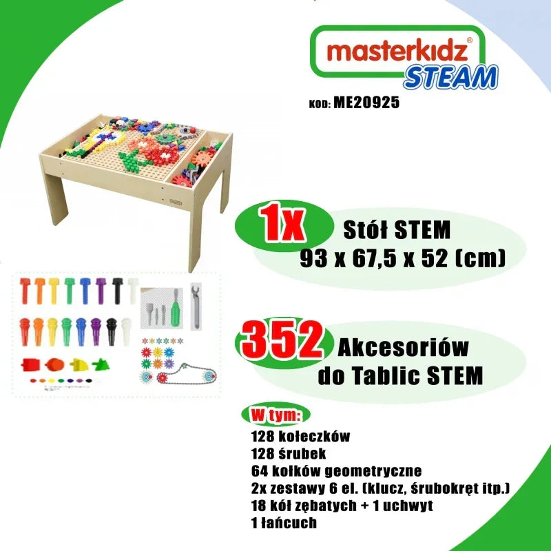 MASTERKIDZ Drewniany Stół Edukacyjny z akcesoriami STEM - zabawki-dla-dziewczynki