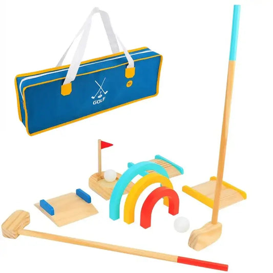 Tooky Toy Drewniany Zestaw do Gry w Golfa dla 2 Osób 13 el. - zabawki-dla-dziewczynki