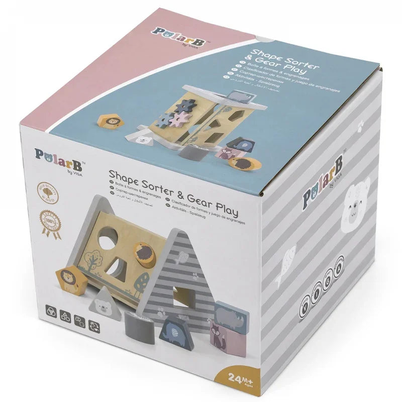 Viga PolarB Drewniany sorter z klockami piramida Układanka - zabawki-dla-dziewczynki