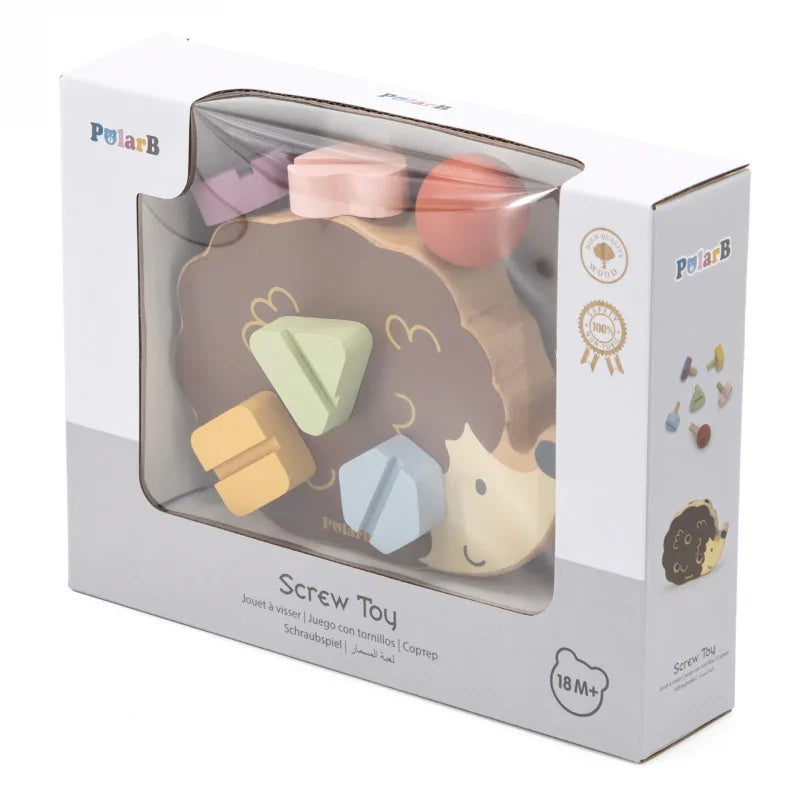 VIGA PolarB Drewniana Zabawka Konstrukcyjna Jeżyk ze Śrubkami Montessori - zabawki-dla-dziewczynki