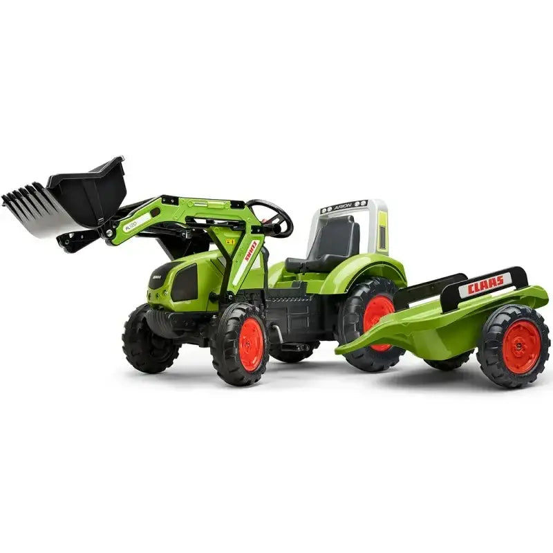FALK Traktor na Pedały z Łyżką i Przyczepką Zielony CLAAS od 3 Lat - zabawki-dla-dziewczynki