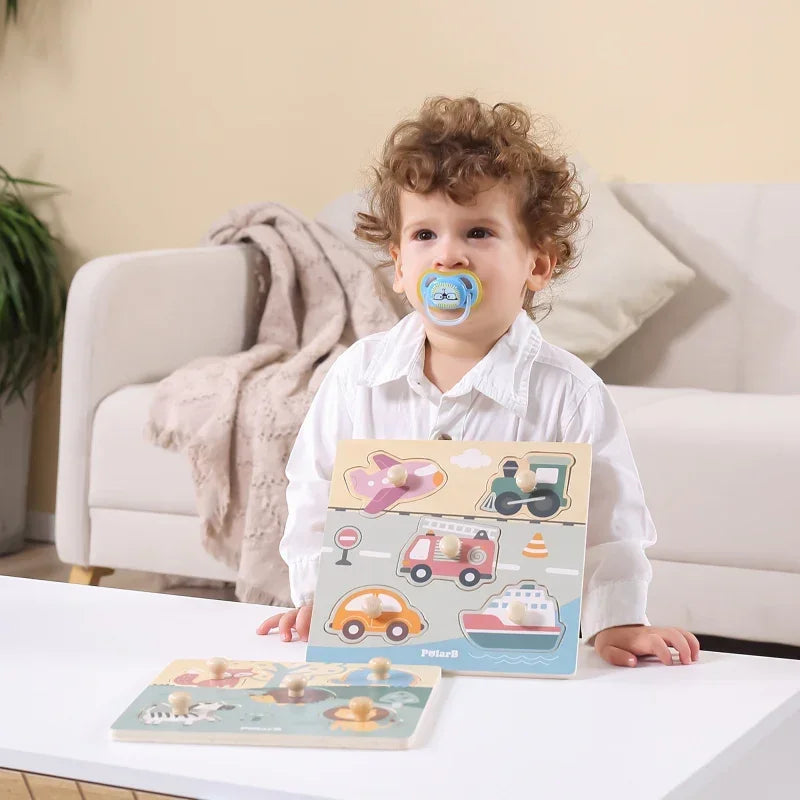 Kolorowe drewniane puzzle VIGA PolarB Zwierzęta Montessori - zabawki-dla-dziewczynki