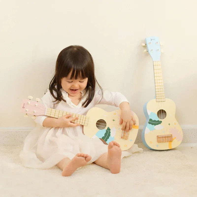 Gitara ukulele dla dzieci Classic World – instrument edukacyjny niebieski - zabawki-dla-dziewczynki