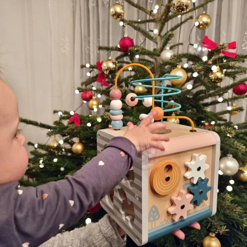 Viga PolarB Activity Box Drewniane Edukacyjne Centrum Gier 5w1 kostka - zabawki-dla-dziewczynki