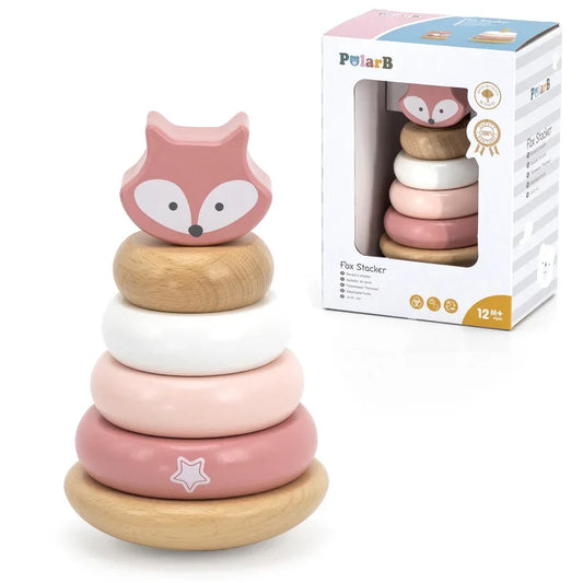 VIGA PolarB Drewniana Piramidka Edukacyjna - Lisek - zabawki-dla-dziewczynki