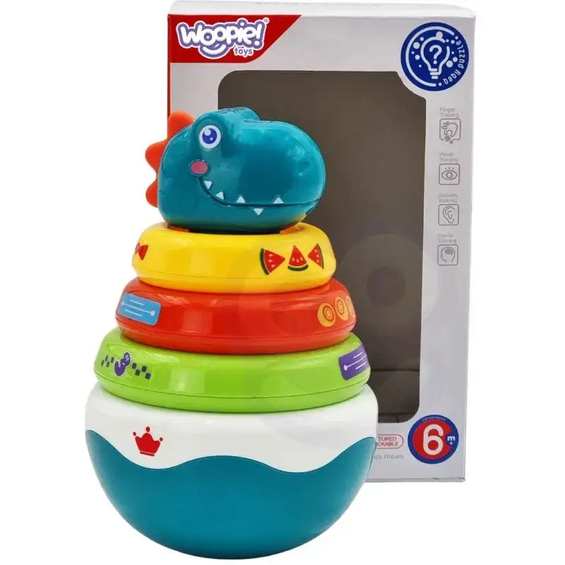 Sensoryczna zabawka WOOPIE BABY Dino piramidka układanka dla dzieci - zabawki-dla-dziewczynki