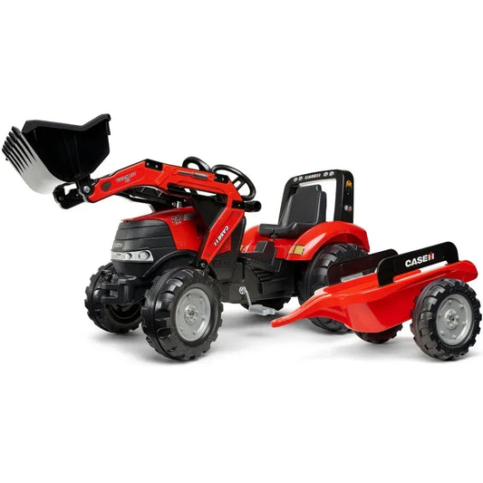 FALK Traktor Case na Pedały z Łyżką i Przyczepką Czerwony od 3 Lat - zabawki-dla-dziewczynki