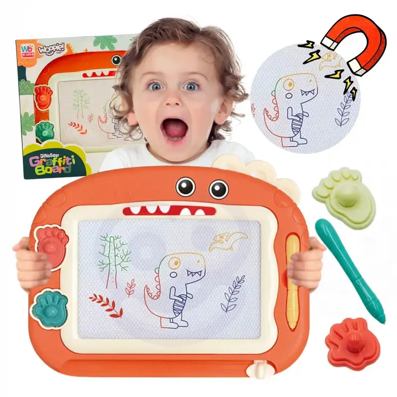 WOOPIE Znikopis Tablica Magnetyczna Kolorowa + 2 Stempelki Dinozaur - zabawki-dla-dziewczynki