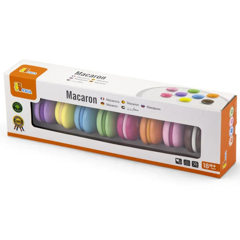 Drewniany Ciastka Zestaw kolorowych makaroników Viga Toys 8 sztuk - zabawki-dla-dziewczynki