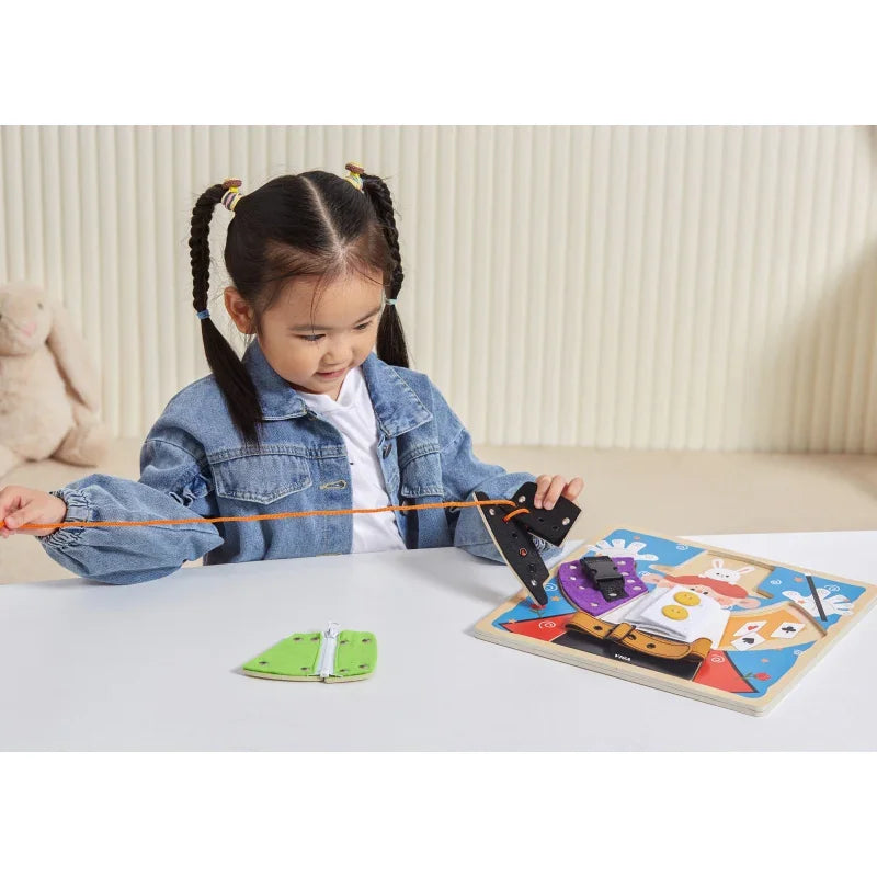 Drewniana tablica edukacyjna VIGA Klamry Zamki Magik - zabawki-dla-dziewczynki