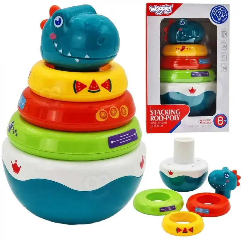 WOOPIE BABY Zabawka Sensoryczna Dino Układanka Piramidka dla Niemowląt - zabawki-dla-dziewczynki