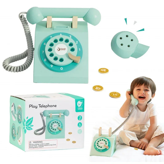 CLASSIC WORLD Klasyczny Drewniany Telefon dla Dzieci 4 el. - zabawki-dla-dziewczynki