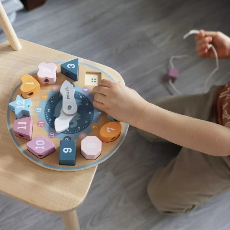 VIGA PolarB Sorter Kształtów Zegar nawlekanka Montessori - zabawki-dla-dziewczynki