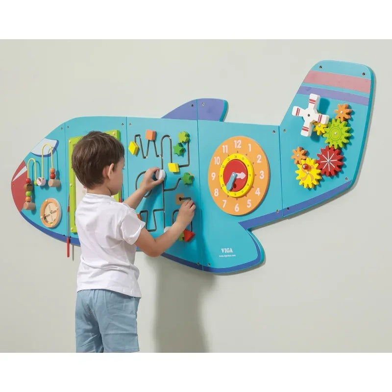 Sensoryczna Edukacyjna Tablica Drewniana Manipulacyjna Viga Samolot Montessori - zabawki-dla-dziewczynki