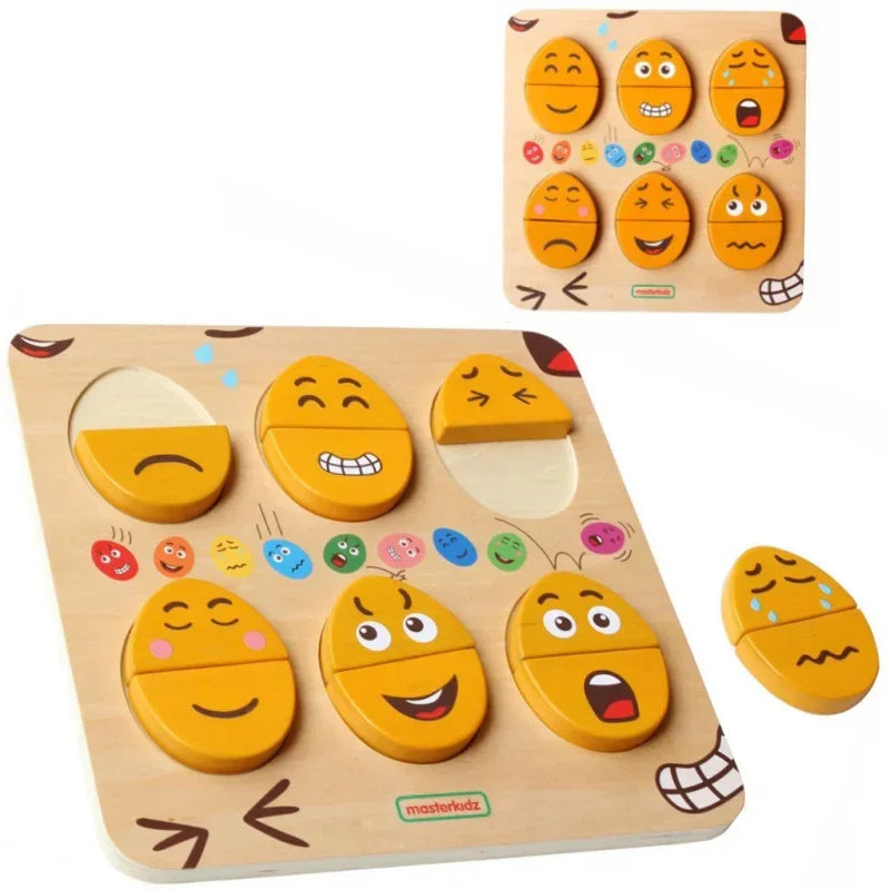 MASTERKIDZ Tablica do Nauki Emocji Drewniane Jajka jaki Humor? Montessori - zabawki-dla-dziewczynki