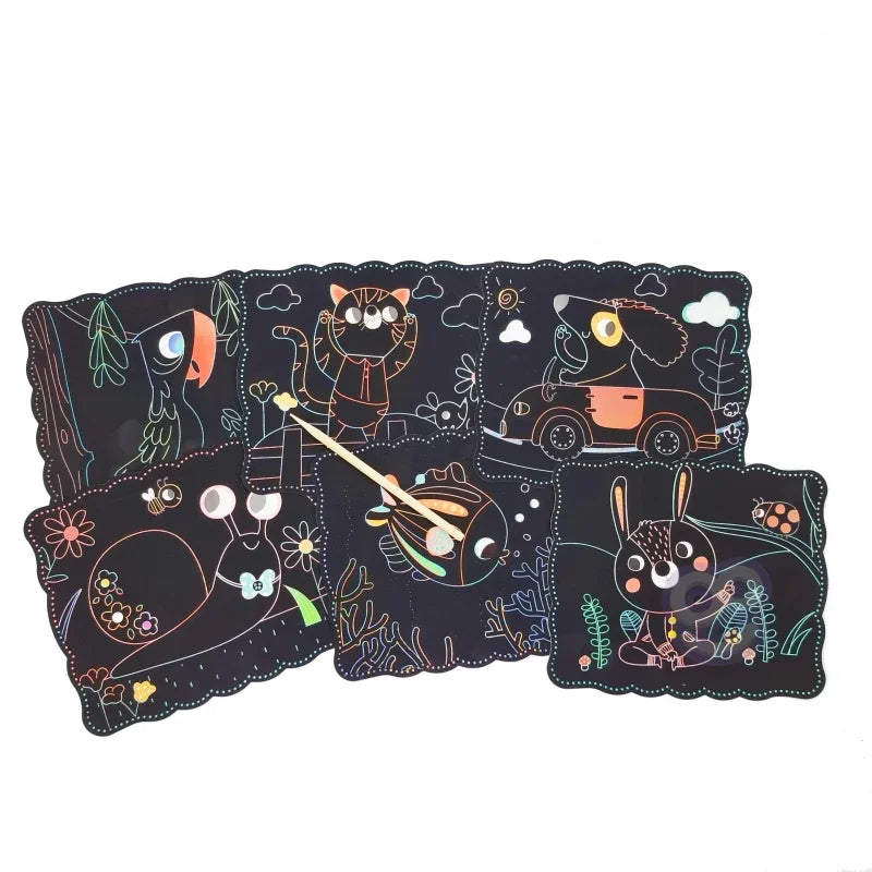 WOOPIE ART&FUN Zestaw Kreatywny Wydrapywanki dla Dzieci 7 el. - zabawki-dla-dziewczynki