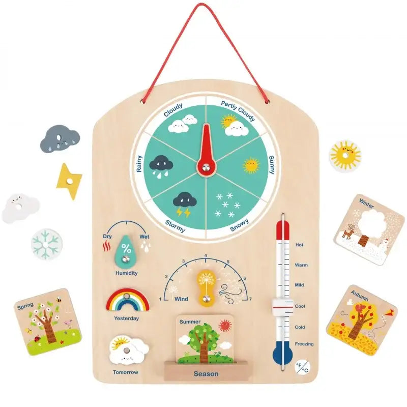 Tooky Toy Edukacyjne Pudełko Montessori Układanka Liczydło Tablica Pogody 6w1 od 3 Lat - zabawki-dla-dziewczynki