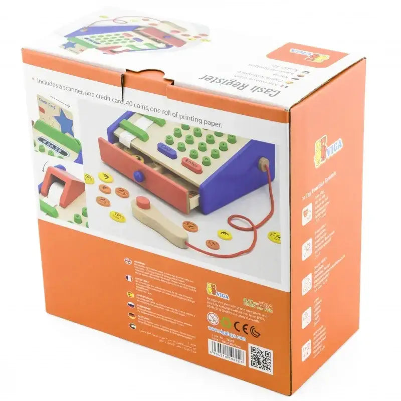 Drewniana kasa Viga Toys zabawka sklepowa dla dzieci Montessori - zabawki-dla-dziewczynki