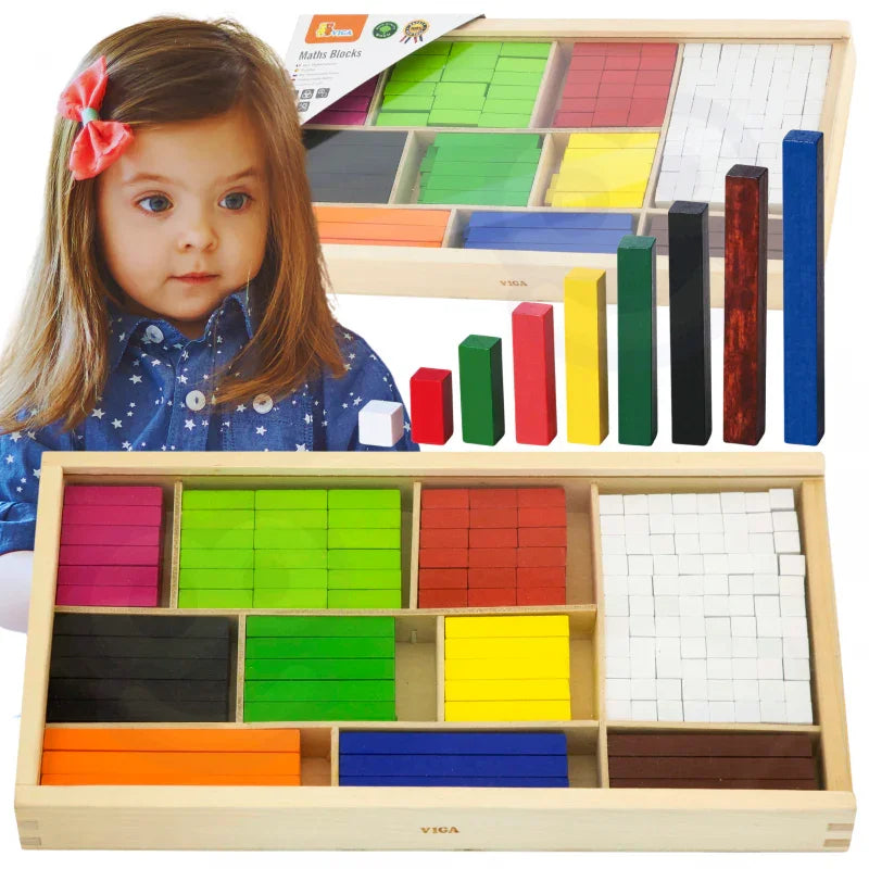 VIGA Drewniane Patyczki Edukacyjne Matematyczne Klocki Cuisenaire'a - zabawki-dla-dziewczynki