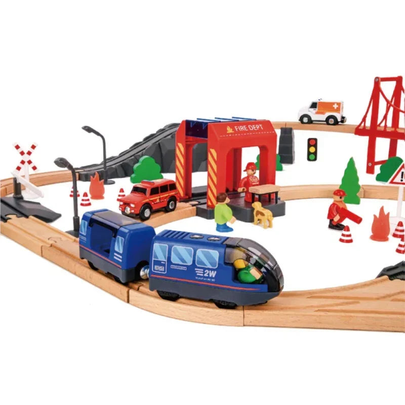 Tooky Toy zestaw kolejki drewnianej 70 el dla dzieci - zabawki-dla-dziewczynki