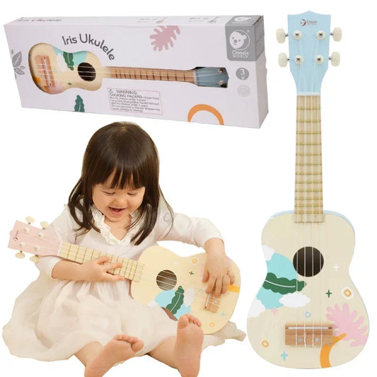 Drewniane ukulele dla dzieci Classic World w kolorze niebieskim - zabawki-dla-dziewczynki